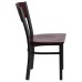 Square Back Metal Restaurant Chair - Mahogany Wood Back & Seat