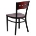 Square Back Metal Restaurant Chair - Mahogany Wood Back & Seat