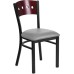 Back Metal Restaurant Chair - Mahogany Wood Back, Custom Upholstered Seat