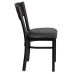 Black 3 Circle Back Metal Restaurant Chair - Walnut Wood Back, Black Vinyl Seat