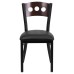 Black 3 Circle Back Metal Restaurant Chair - Walnut Wood Back, Black Vinyl Seat