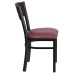 3 Circle Back Metal Restaurant Chair - Walnut Wood Back, Burgundy Vinyl Seat