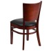 Solid Back Mahogany Wood Restaurant Chair - Black Vinyl Seat