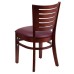 Slat Back Mahogany Wood Restaurant Chair - Burgundy Vinyl Seat