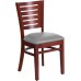 Slat Back Mahogany Wood Restaurant Chair - Custom Upholstered Seat