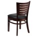 Slat Back Walnut Wood Restaurant Chair - Black Vinyl Seat