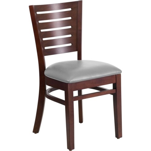 Back Walnut Wood Restaurant Chair - Custom Upholstered Seat