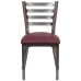 Back Metal Restaurant Chair - Burgundy Vinyl Seat