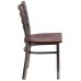 Back Metal Restaurant Chair - Mahogany Wood Seat