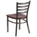 Back Metal Restaurant Chair - Mahogany Wood Seat