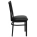 Black School House Back Metal Restaurant Chair - Black Vinyl Seat