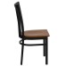 Black School House Back Metal Restaurant Chair - Cherry Wood Seat