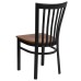 Black School House Back Metal Restaurant Chair - Cherry Wood Seat