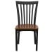 Black School House Back Metal Restaurant Chair - Cherry Wood Seat