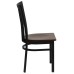 Black School House Back Metal Restaurant Chair - Mahogany Wood Seat