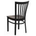 Black School House Back Metal Restaurant Chair - Mahogany Wood Seat