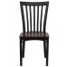 Black School House Back Metal Restaurant Chair - Mahogany Wood Seat