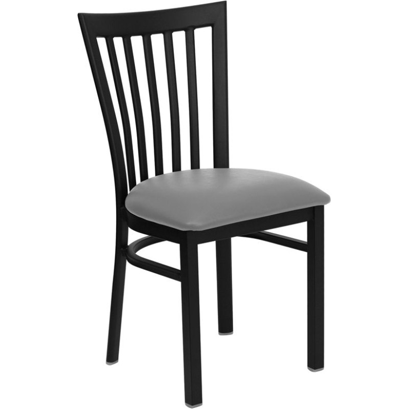 Black School House Back Metal Restaurant Chair - Custom Upholstered Seat