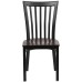 Black School House Back Metal Restaurant Chair - Walnut Wood Seat