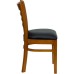 Ladder Back Cherry Wood Restaurant Chair - Black Vinyl Seat