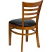 Ladder Back Cherry Wood Restaurant Chair - Black Vinyl Seat