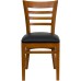 Ladder Back Cherry Wood Restaurant Chair - Black Vinyl Seat