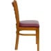 Ladder Back Cherry Wood Restaurant Chair - Burgundy Vinyl Seat