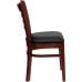 Ladder Back Mahogany Wood Restaurant Chair - Black Vinyl Seat