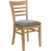 Ladder Back Natural Wood Restaurant Chair - Custom Upholstered Seat