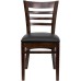 Ladder Back Walnut Wood Restaurant Chair - Black Vinyl Seat