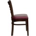 Ladder Back Walnut Wood Restaurant Chair - Burgundy Vinyl Seat