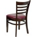 Ladder Back Walnut Wood Restaurant Chair - Burgundy Vinyl Seat