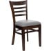 Ladder Back Walnut Wood Restaurant Chair - Custom Upholstered Seat