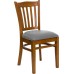 Vertical Slat Back Cherry Wood Restaurant Chair - Custom Upholstered Seat