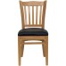 Vertical Slat Back Natural Wood Restaurant Chair - Black Vinyl Seat