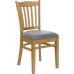 Vertical Slat Back Natural Wood Restaurant Chair - Custom Upholstered Seat