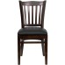 Vertical Slat Back Walnut Wood Restaurant Chair - Black Vinyl Seat