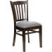 Vertical Slat Back Walnut Wood Restaurant Chair - Custom Upholstered Seat