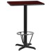 24'' x 30'' Rectangular Mahogany Laminate Table Top with 22'' x 22'' Bar Height Table Base and Foot Ring