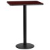 24'' x 30'' Rectangular Mahogany Laminate Table Top with 18'' Round Bar Height Table Base