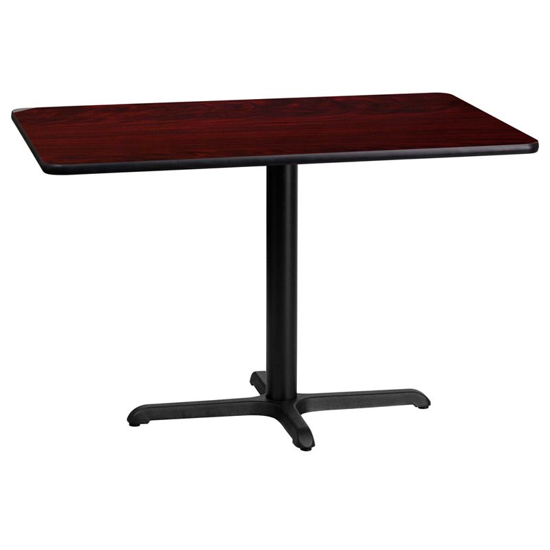 24'' x 42'' Rectangular Mahogany Laminate Table Top with 22'' x 30'' Table Height Base