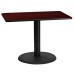 24'' x 42'' Rectangular Mahogany Laminate Table Top with 24'' Round Table Height Base