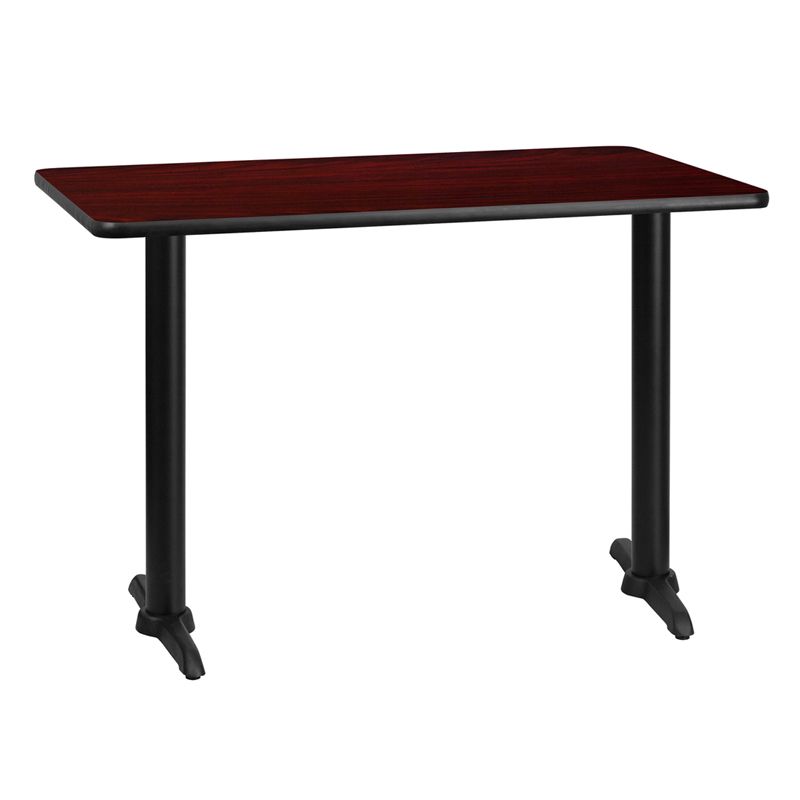 Rectangular Mahogany Laminate Table Top with 5'' x 22'' Table Height Bases