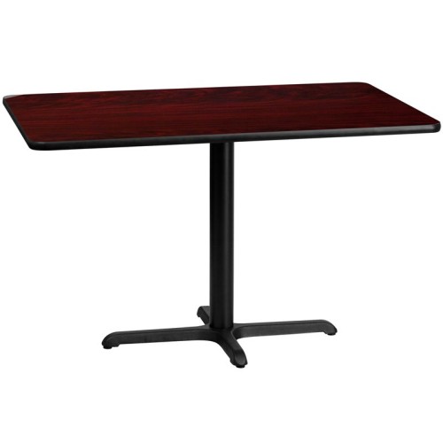 30'' x 48'' Rectangular Mahogany Laminate Table Top with 22'' x 30'' Table Height Base