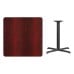 36'' Square Mahogany Laminate Table Top with 30'' x 30'' Table Height Base