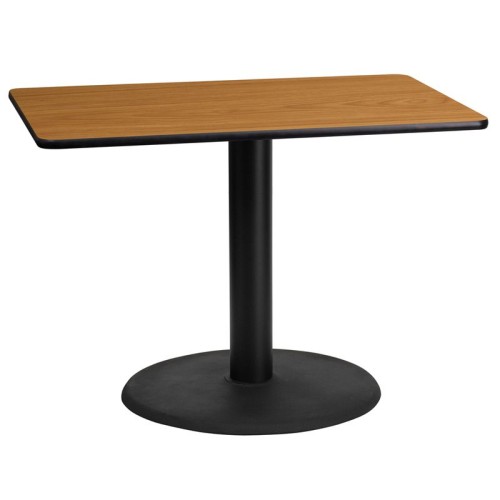 24'' x 42'' Rectangular Walnut Laminate Table Top with 24'' Round Table Height Base