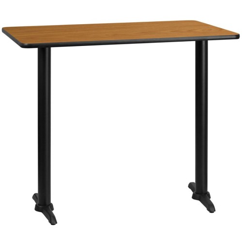 30'' x 48'' Rectangular Natural Laminate Table Top with 5'' x 22'' Bar Height Table Bases