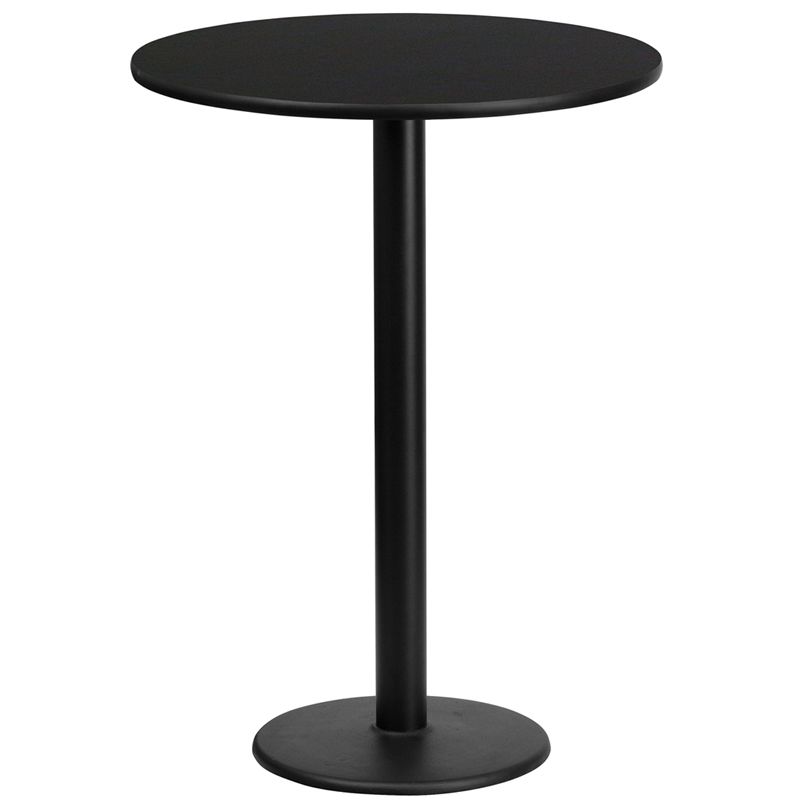 24'' Round Black Laminate Table Top with 18'' Round Bar Height Table Base