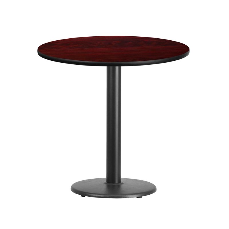 30'' Round Mahogany Laminate Table Top with 18'' Round Table Height Base