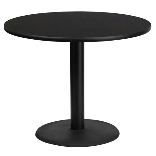 Round Black Laminate Table Top with 24'' Round Table Height Base